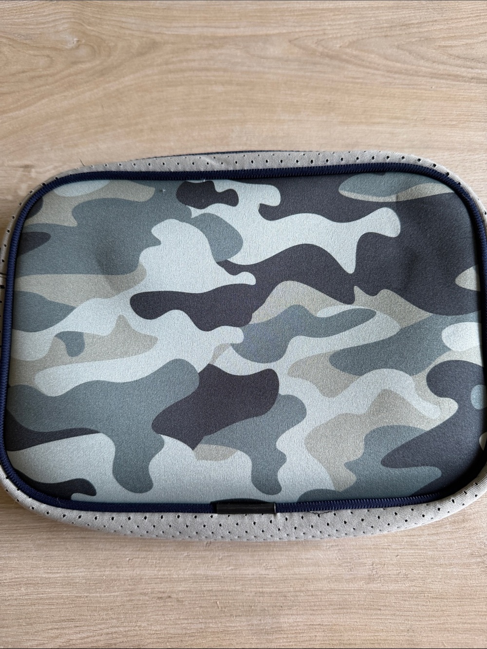 HAUTE SHORE Women’s Camo Crossbody Bag in Gray and Navy with Center Stripe - Picture 5 of 5